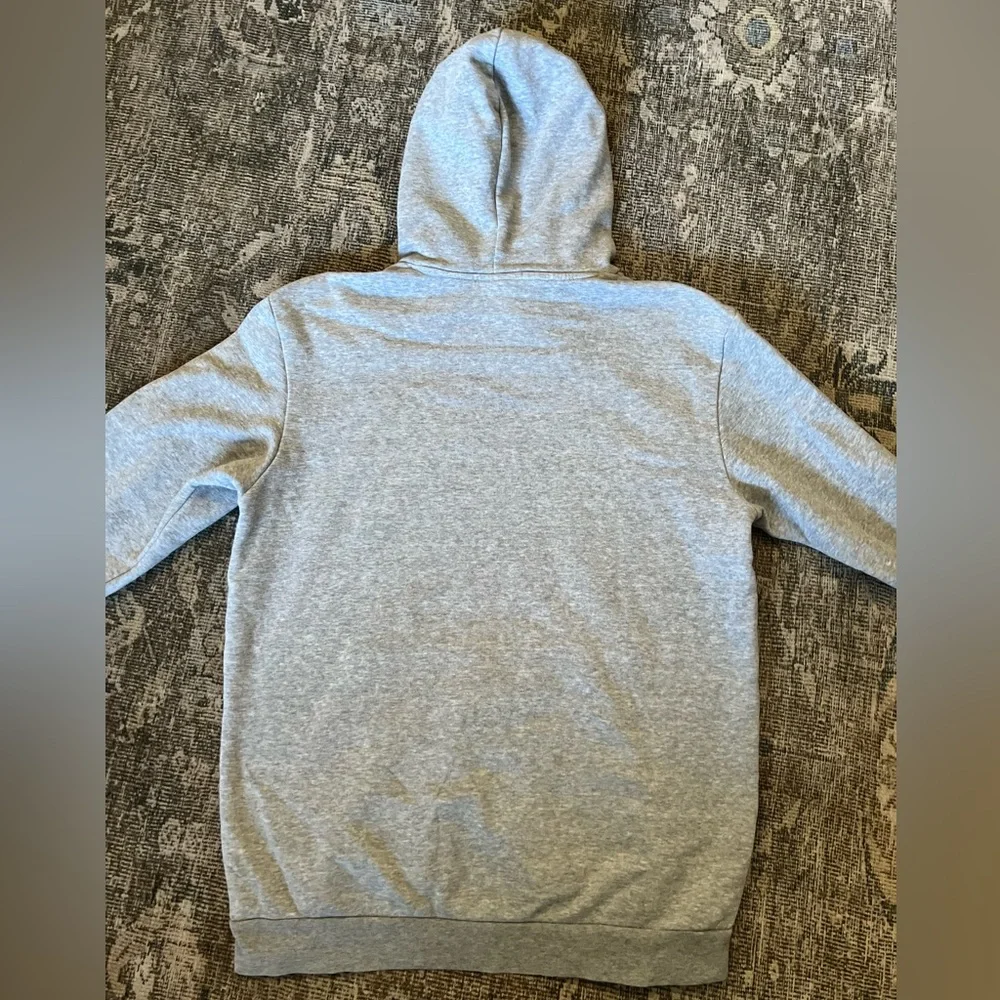 Adidas Essentials Fleece Hoodie in Small Grey Heather black embroidered logo